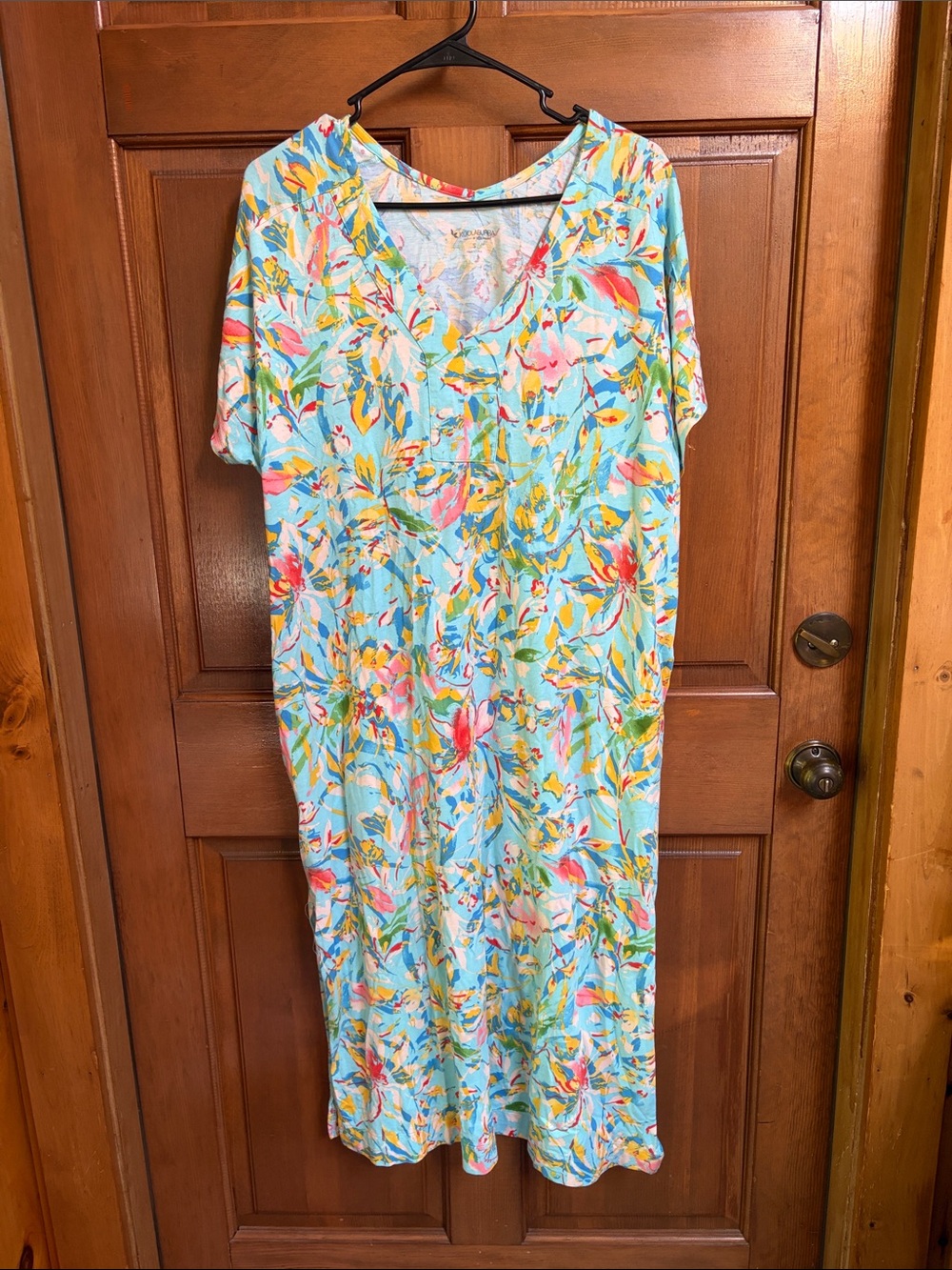 Koolaburra Floral Print V-Neck Women’s Dress in Aqua Size Small